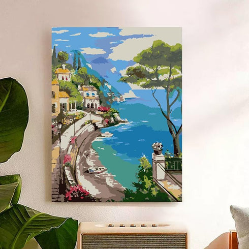 ZRIZQ Paint by Number for Adults Beginners,City Paint by Numbers Kits on Canvas,Street DIY Oil Painting Acrylic Paints for Home Wall Art Decor(12x...