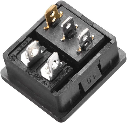 uxcell C8-8 Panel Mount Plug Adapter AC 250V 2.5A 2 Pins 1mm Buckle IEC Inlet Module Plug Power Connector Socket Straight with 3P Red Light ON-OFF...
