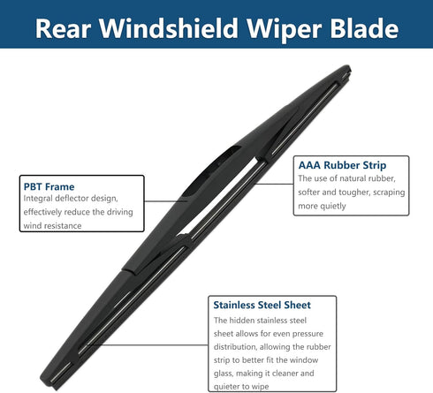 Rear Windshield Wipers Blade Arm Set for Infiniti QX50 / QX70 2014-2017, for Subaru Forester 2006-2018, for Subaru Outback 2005-2019 Back Glass Wi...