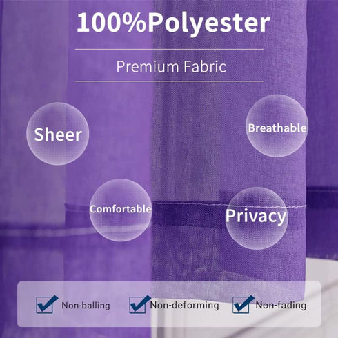 Yancorp 2 Panel Sets Semi Bedroom Curtains 96 inch Length Sheer Rod Pocket Curtain Linen Teal Turquoise Purple Ombre Girls Living Room Mermaid Bed...