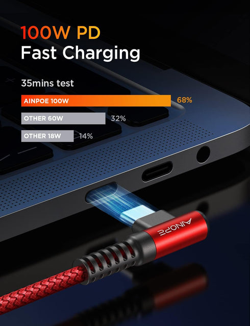 AINOPE 100W USB C to USB C Cable 10FT,Chubby Cable USB C,USBC to USBC Cable Fast Type C Charging Cable Fits for iPhone 15,MacBook Air/Pro,iPad Pro...