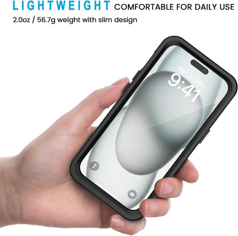 Lanhiem for iPhone 15 Plus Case, IP68 Waterproof Dustproof Shockproof Cases with Built-in Screen Protector, 360 Full Body Protective Front and Bac...