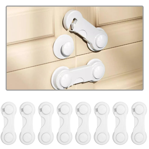 8 Pack Cabinet Door Locks for Baby Proof and Child Safety Cabinet Locks with Adhesive Childproof Door Latch Child Safety Locks for Kitchen Drawer ...