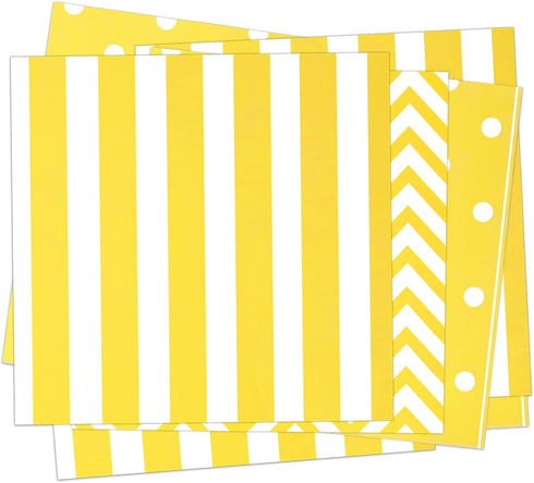 Disposable Striped Chevron Polka Dot Yellow Paper Luncheon Party Napkins 60 Count 13"x13"...