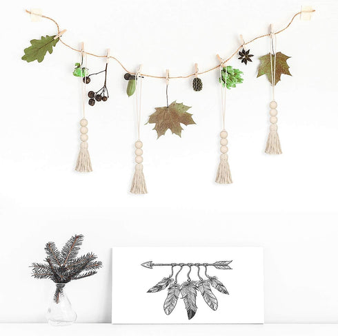 Garneck Wood Bead Garland,Farmhouse Tassels Beads, Rustic Country Decor Prayer Beads for Home Door Knob Christmas Decoration (1 Pack) (1pack) (8pa...