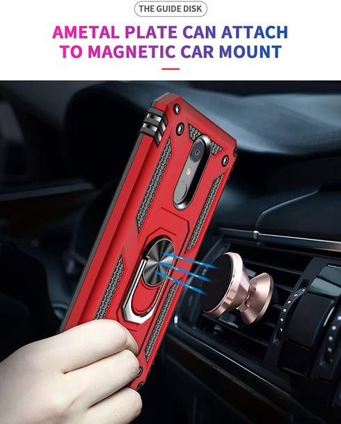 Military Grade Drop Impact for LG Aristo 3 Case,Aristo 2 Case Aristo 2 Plus/Rebel 4 LTE/Phoenix 4/Zone 4 Metal Rotating Ring Kickstand Holder Armo...