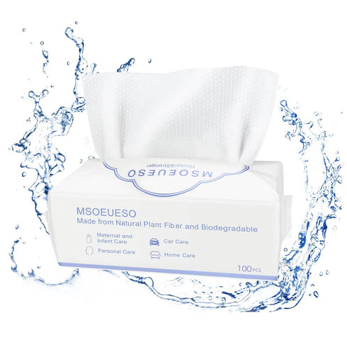 Disposable Face Towel, MSOEUESO 100% Cotton Facial Tissues, Wet Dry Face Cloths, Biodegradable Clean Towels, Makeup Remover Wipes, Ultra Soft for ...