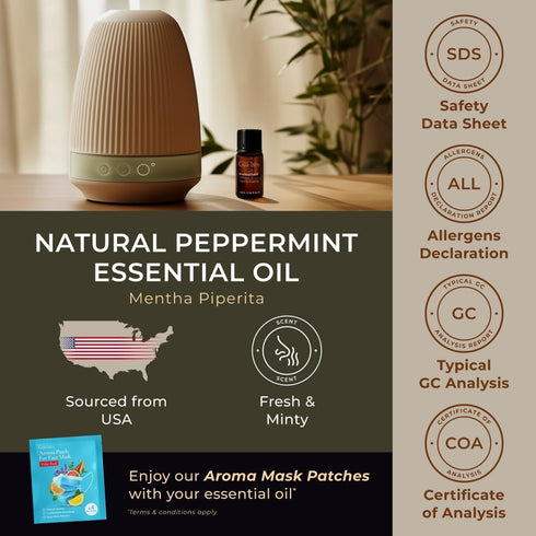 Gya Labs Peppermint Essential Oil for Diffuser & Hair - 0.34 Fl Oz - 100% Pure Natural Peppermint Mint Oil for Skin, Face, Body, Self-Care - Cooli...