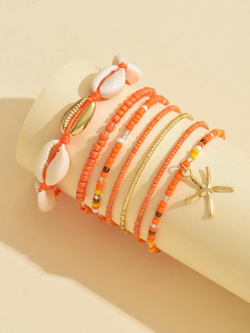 Colorful Beaded Anklets for Women Puka Shell Starfish Anklet Boho Beachy Seashell Ankle Bracelet for Women Waterproof Hawaii Summer Jewelry 2024...
