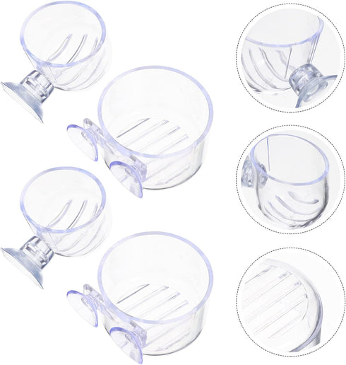 Mipcase 4Pcs Red Worm Feeder Shrimp Feeding Dish with Suction Cup Aquarium Glass Cone Feeder Cup Floating Fish Tank Feeding Food Bowl Plant Holder...