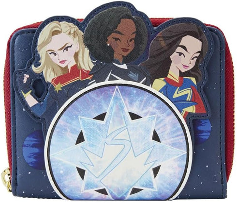 Loungefly Marvel The Marvels Symbol Glow Faux Leather Zip Around Wallet...