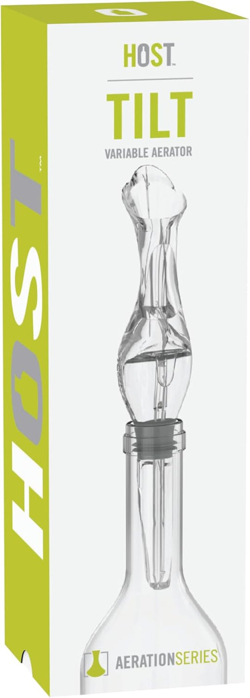 HOST TILT Wine Aerator Pour Spout, Wine Bottle Spout Pourer, Wine Pourer Aerator with Stand, Silicone and Plastic, Gray Set of 1...