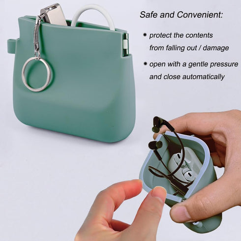 Ear Bud Case Holder Silicone Headphone Organizer, Portable Data Cable Organizer Case, Wired Earbud Case Pouch, Silicone Coin Purse Pouch Change Ho...