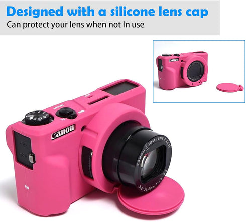 Camera Case for Canon Powershot G7 X Mark III Digital Camera, Silicone Soft Camera Case with Button Marker Removable Lens Cover Protective Body Sk...