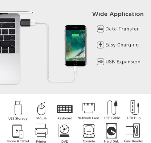 USB C to USB Adapter 3.1 Gen 2, 10Gbps USB to USB C Adapter, USB-C Male to USB 3.0 A Female USB 3.2 Type C OTG Converter for MacBook pro Laptop PC...