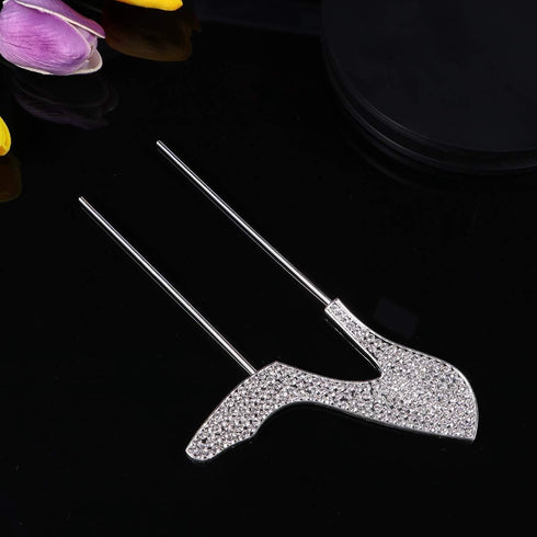 High-heeled Shoes Cake Topper Cupcake Topper Glitter Alloy Rhinestone for Birthday Party Cake Pick Food Decoration Supplies - Silver...