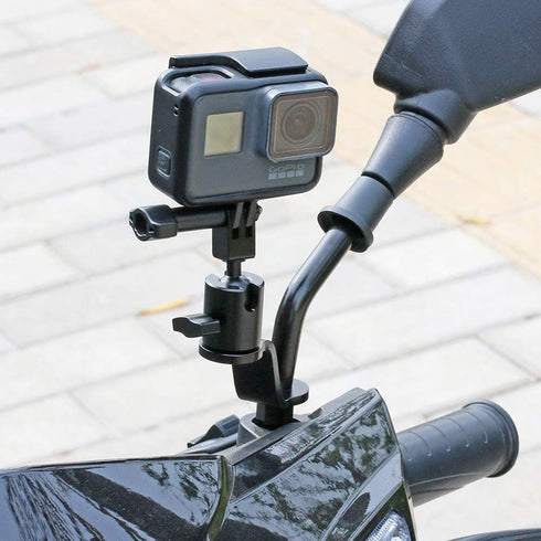 SUREWO Aluminum Motorcycle Rearview Mirror Mount Bracket Holder Compatible with GoPro Hero 12/11/10/9/8/7/6(2018)/5 Black APEMAN AKASO TENKER Camp...