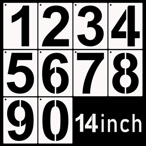 DXCYZ 14 Inch Large Number Stencils Kit 0-9 Address Number Stencil, 10PCS Reusable Plastic Painting Number Templates for Mailbox Signs, Door, Cars...