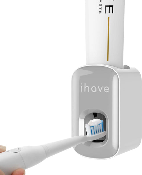 iHave Toothpaste Dispenser Wall Mount for Bathroom Automatic Toothpaste Squeezer (Grey)...