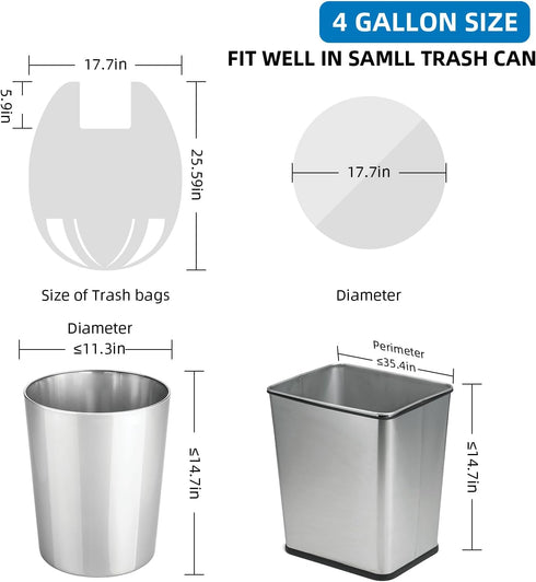 4 Gallon-Trash-Bag Small-Bathroom Kitchen Garbage Bags - Gal With Handle Recycling Colorful 100 Count For Can Recycle Car Unscented Waste Basket L...