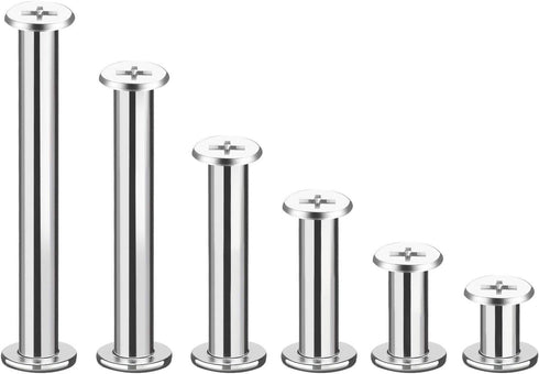 Pangda 80 Sets Chicago Screw Leather Rivets Assorted Kit Chicago Binding Screws 5 Sizes Metal Round Cross Head Stud Screw Post Nail Rivet Button f...