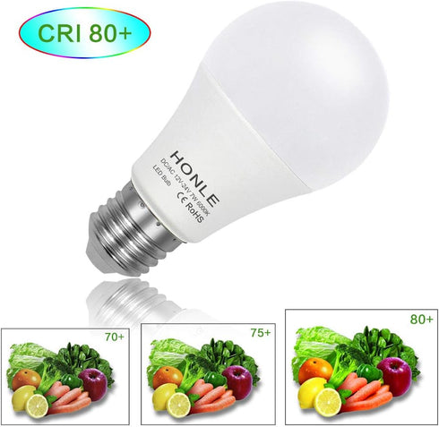 Honle E26 E27 LED Light Bulbs 12V 24V Low Voltage 7W A19 Daylight White 6000k Standard Edison Base 60w Equivalent, Pack of 2...