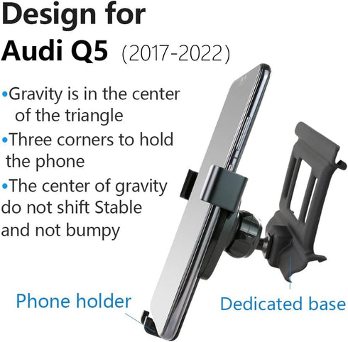 Car Phone Holder for 2017-2024 Audi Q5, 2018-2024 SQ5 Sportback Auto Accessories Navigation Bracket Interior Decoration Mobile Cell Phone Mount...