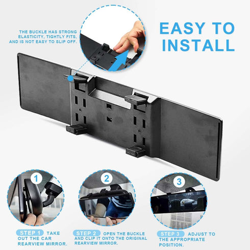 Car Rearview Mirror 12 Inch HD Glass Anti Glare Clip On Panoramic Wide Angle Car Interior Rear View Mirror Accessories for Car SUV Trucks (White)...