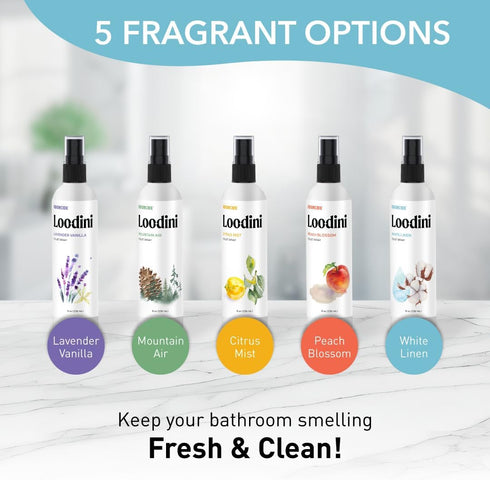 Odorcide Loo-Dini White Linen 8oz Toilet Spray & Bathroom Spray – Use This Bathroom Spray Odor Eliminator Before You Go – Poop Spray For Toilet an...