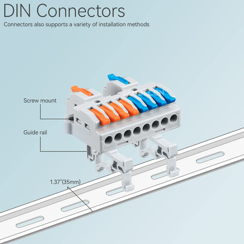 6pcs DIN Rail Terminal Blocks, DIY Splicing Wire Connectors for Circuit Inline 18-12AWG (2 in 8 out)...