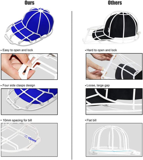 2 Pack Hat Washer with Mesh Bags, Fit for Adult/Kid's Hat Washer Frame, Dishwasher Hat Rack Protector Organizer Storage...