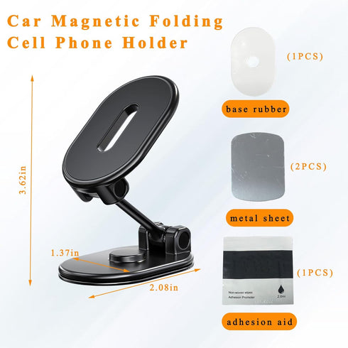 Magnetic Phone Holder for Car, 360 Degree Rotatable Auto Cell Phone Mount with 8 Strong Magnet, Dashboard Adhesive Phone Mount Compatible with All...