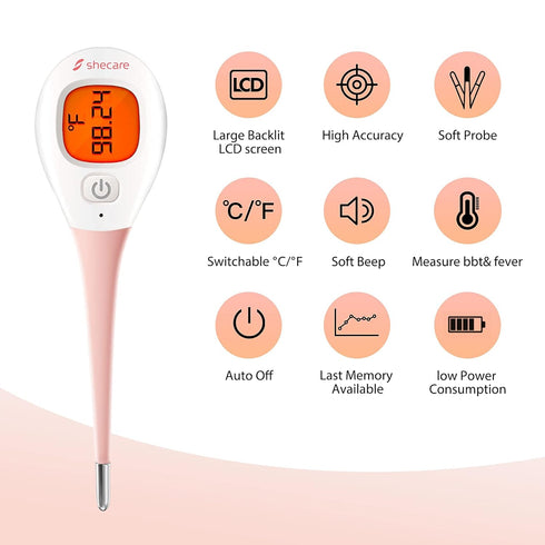 Digital Basal Body Thermometer for Ovulation with Backlight LCD Display backlit,Fertility BBT Thermometer High Precision Oral Thermometer,Accurate...