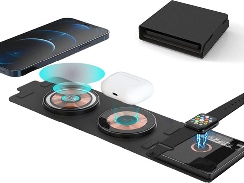 Dual 15W 3 in 1 Apple Charging Station | iPhone Watch Airpods Charging Station | Foldable Fast Stand Charger | 3 in One Apple Charging Station for...