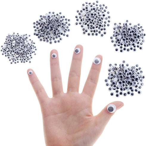 DECORA 1000pcs Round Plastic Black Googly Wiggle Eyes Self-Adhesive Wide Variety Assorted Sizes...