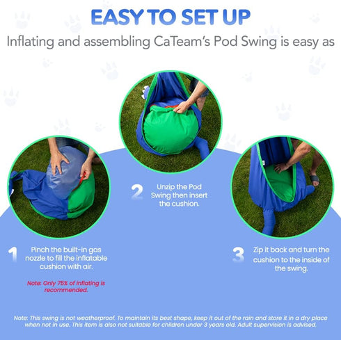 Pod Swing Cushion - 27,5 in (70 cm) - fits All pod Hanging Sensory Chairs for Kids - PVC Inflatable Pillow Replacement for Hammock - Cateam...