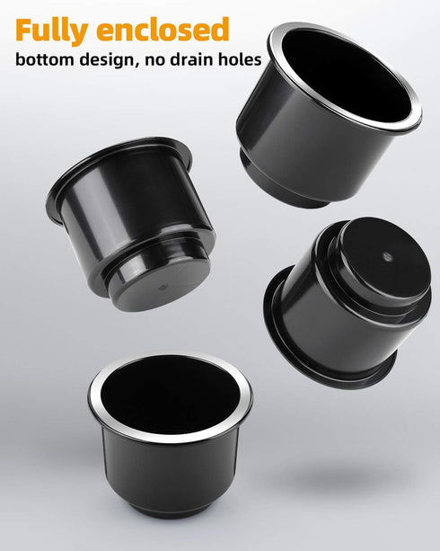 JoyTutus Cup Holder Insert 4pcs for RV Boat Car Couch Golf Cart, Elegant Chrome, Large Plastic Universal Drop in Cup Holder for Pontoon Table Sofa...