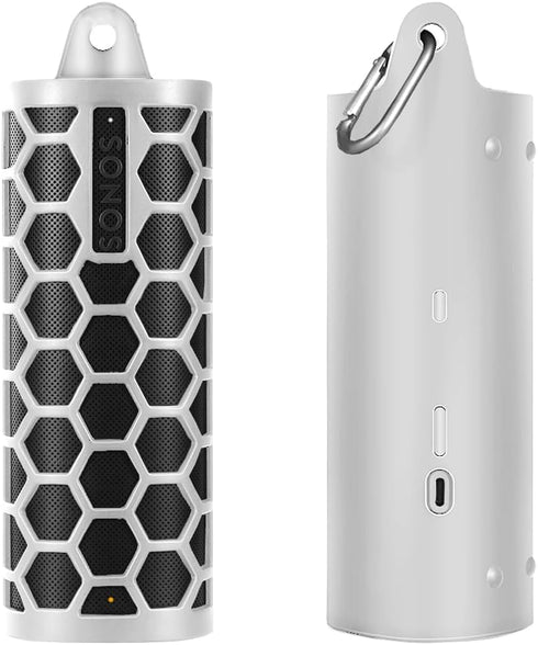 Protective Cover Carrying Silicone Case Compatible with Sonos Roam 2 / Sonos Roam Wireless Portable Bluetooth Speaker (White)...
