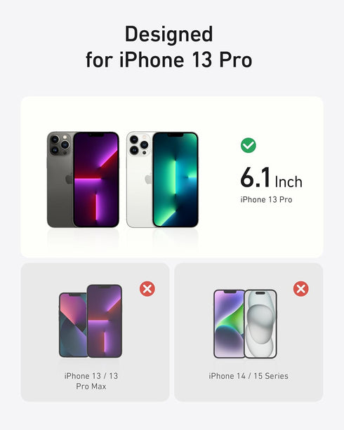 Anker for iPhone iPhone 13 Pro Case, Compatible with MagSafe, Military-Grade Protection, Yellowing Resistant, Scratch-Resistant Back, Magnetic Pho...