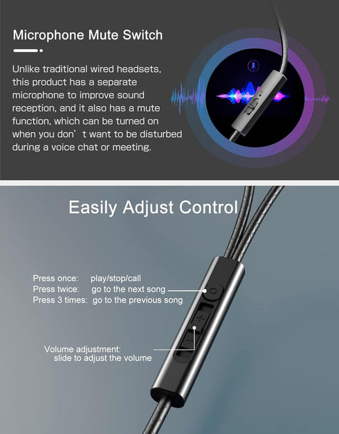USB C Headphone,USB Type C Earphone with Microphone Noise Isolated & Volume Control with Heavy Stereo, Compatible for Samsung S20/S21/Note10 Huawe...