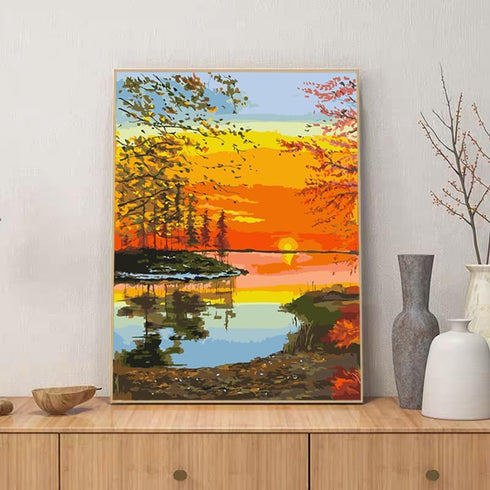 ZRIZQ Paint by Number for Adults Beginners,Sunset Tree Paint by Numbers Kits on Canvas,DIY Oil Painting Acrylic Paints for Home Wall Art Decor(12x...
