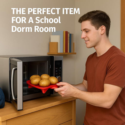 Microwave Potato Cooker – BPA-Free Plastic Rack Cooks 4 Potatoes Evenly in Minutes – Quick and Healthy Microwave Meal or Snack...