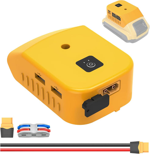 Power Wheels Battery Adapter with USB Ports & XT60 Port, Fit for DeWalt 20V Battery, Power Adapter for Mobile Devices, Electric Vehicles, DIY Proj...