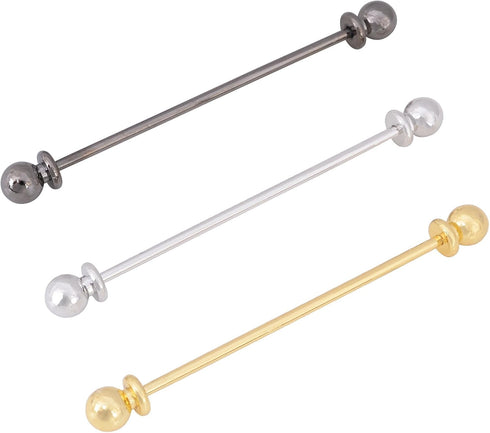 3PCS Men's Classic Collar Bar Tie Necktie Pins Clasp Shirt 18K Gold Silver Plated Brass Collar Stay Bar Cravat Pin Stud Bar Clips...