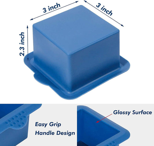 Webake Silicone Square Mold 3x3 Inch Mini Cake Pan for Individual Portion Baking Molds for Pastry, Ice Cube, Jelly, Soap, Candle, Pack of 4...