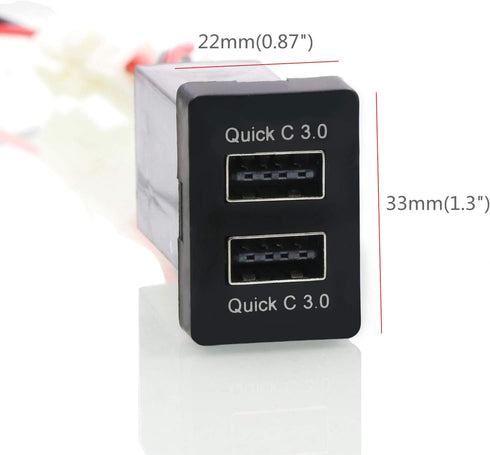 QC3.0 Dual USB Power Socket, Quick Charge Car Charger USB Adapter for Smart Phone PDA iPad iPhone Android GPS Use for Toyota...