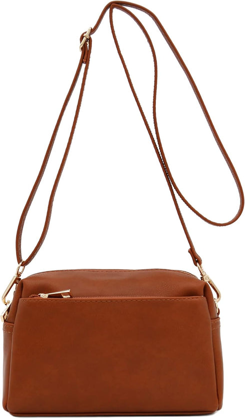 FashionPuzzle Triple Zip Small Crossbody Bag...