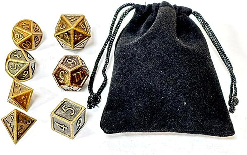 7 Pieces Metal DND Dice Set Retro D&D Polyhedral Dice with Flannel Bag for DND Dungeons and Dragons Role Playing Games (Bronze)...