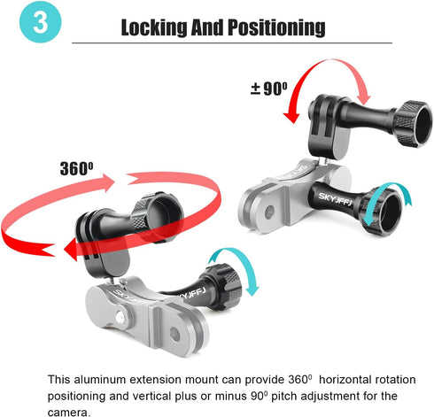 Aluminum Ball gopro Handlebar Mount, 360 Rotation and Lock Any Direction, Shock-Resistant, Compatible with Gopro Hero 8 9 10 11 12, Max, DJI OSMO ...