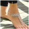 Boho Flower Barefoot Sandal Chain Anklets Silver Ankle Bracelet Toe Ring Anklet Vintage Tribal Anklet Bracelet Summer Foot Chain Jewelry for Women...